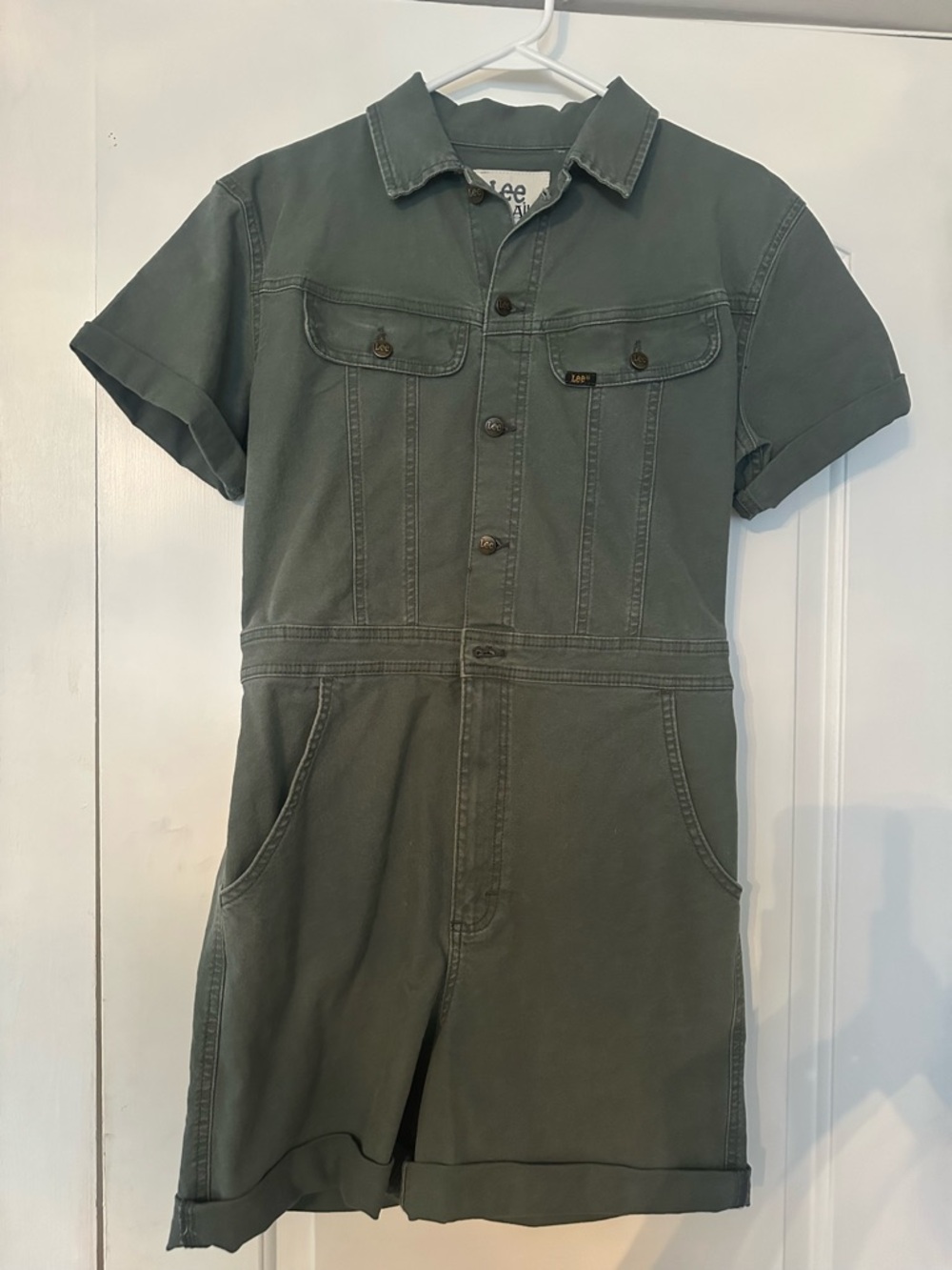 Lee Moss Green Short Sleeve Utility Romper